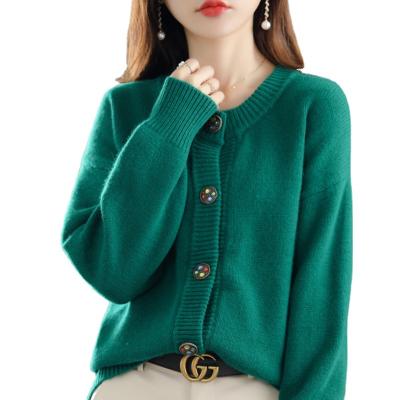 China Anti-wrinkle women's round neck top loose thickened wool sweater coat solid punto para mujer, unicolor, casual abrigo, suelto, con bowl for sale