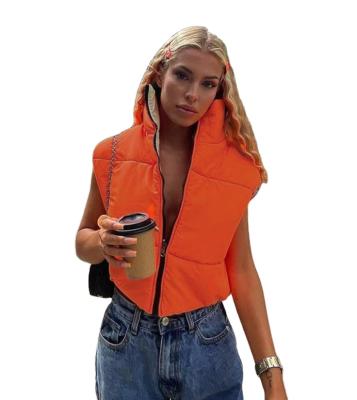 China Viable wholesale custom made jackets ladies plus sleeveless European and American cotton winter collar stand vest cotton jacket woman for sale