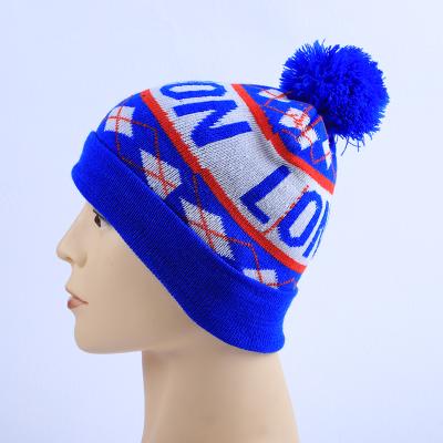 China Custom Knitted Pom Pom Toque Beanie Hats Wholesale Men's Custom Embroidered Logo Ribbed Cheap Winter Hats for sale