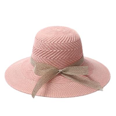 China Hot Sale Colorful Striped Women Beach Wide Brim Single Floppy Straw Hat for sale