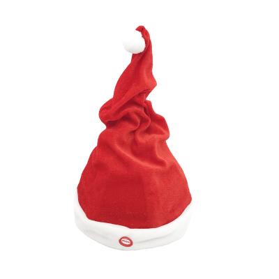 China Soft Touch Feeling Christmas Hat Music Santa Hat Festival Party Toy Decoration Gift Electric Singing Swing Hat for sale