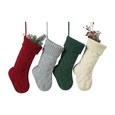 China Exquisite Christmas Essentials 37CM ​​Gift Bag Knitted Wool Stock Decoration Home Christmas Stocking for sale