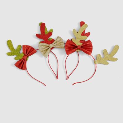 China Mood Glitter Bowknot Headdress Hair Accessories Bells Reindeer Antlers Christmas Party Bling and Headband for sale