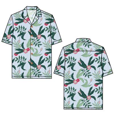 China Anti-pilling Men's Hawaiian Shirt Cuban Collar Long Sleeve Beach Vacation Digital Printing Shirt for sale