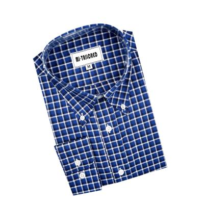 China High Quality Plaid Shirts Anti-pilling Cotton Men Long Sleeve Organic Custom Elastic Shirts for sale