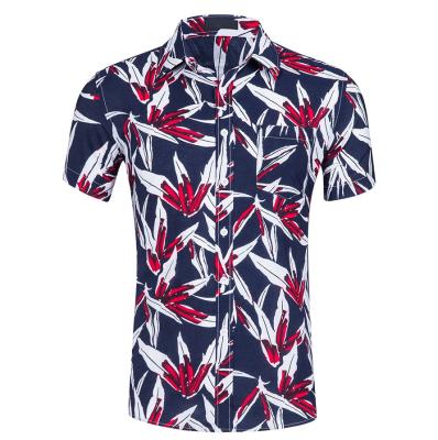 China High quality OEM anti-pilling hawii custom design sublimation print men shirt men shirt men polyester Spandex cotton fashion summer beach floral shirt for sale