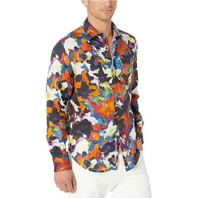 China Anti-pilling 2022 Stylish Custom Print Men's Shirts Long Sleeve Tops Fit Casual Shirt Floral Print Fancy Focusrite Shirt For Men for sale