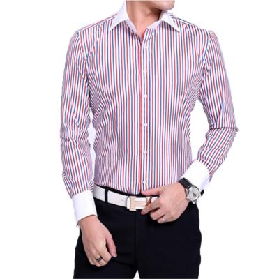 China High Quality Regular Fit Male Anti-Pilling Mens Dress Shirt Striped Long Sleeve Social Shirt for sale