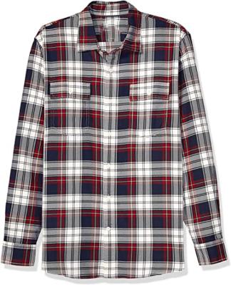 China Casual Men's Anti-Pilling Regular-Fit Plaid Twill Long Sleeve Shirt for sale