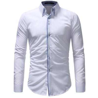 China Anti-pilling Best Quality OEM Service Dress Shirt Button Down Shirt Long Sleeve Solid Business Men Shirt for sale