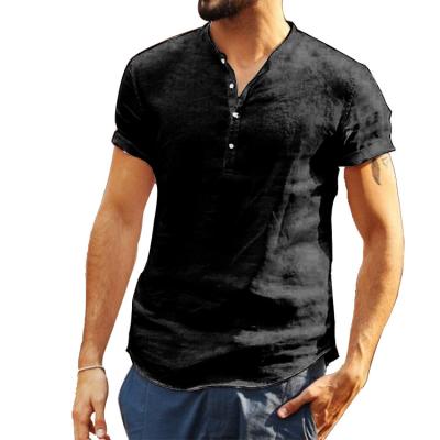 China Hot Summer 100% Canvas Anti-pilling T-shirt Men Short Sleeve Casual Shirt for sale