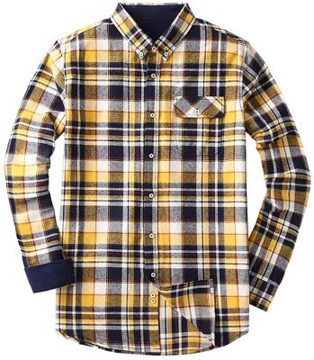 China Cotton Flannel Anti-Shrink Sheer Shirt Long Sleeve Plaid Shirt For Men for sale