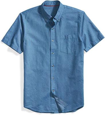 China Casual Men's Plus Regular Size Anti-pilling Comfortable Short-Sleeve Denim Shirt for sale