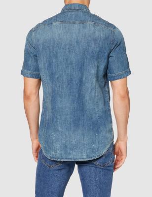 China Wholesale plus size denim shirt anti-pilling for man slim fit short sleeve antifading shirt for sale