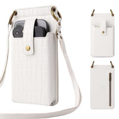 China New Pattern Shockproof Multifunctional Cross Retro Crocodile Vertical Mobile Phone Bag For Easy Carry Zero Wallet for sale