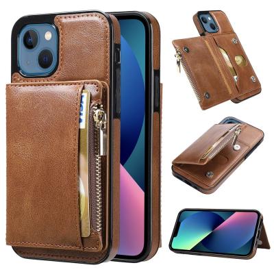 China New Application iPhone13ProMaxPhone Case SamsungS21Back Zipper Type Shockproof Cover Card-Insert Leather Case for sale