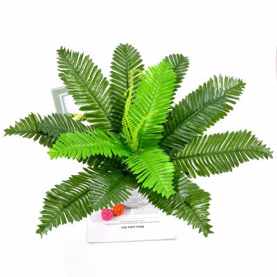 China Simulated Green Plant Garden Environmental Friendly Engineering Silk Iron Fern Leaf Palm Plant Wall Leaves Artificial Iron Greening Leaf for sale