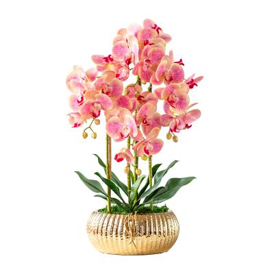 China Minimalist Minimalist 3D Printing Artificial Flower Flower Bouquet Decoration Lobby Bonsai Silk Hand Feel Nordic Modern Phalaenopsis Home Bonsai for sale