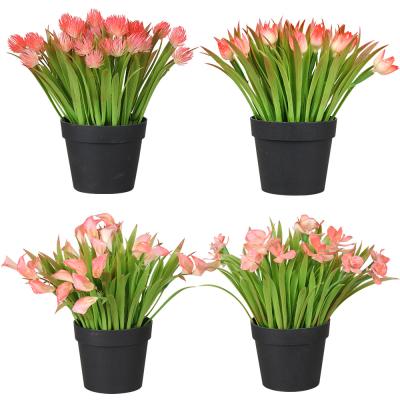 China Events Decoration Spray Paint Simulation Potting Black Combination Desktop Artificial Flower Frosted Border Home Potting for sale