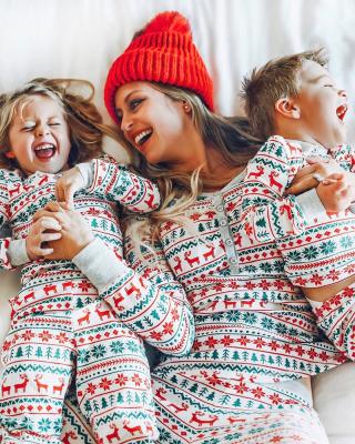 China New fashion QUICK DRY Parent-child sets baby Christmas QUICK DRY onesie sheathing long family Christmas pajamas for sale