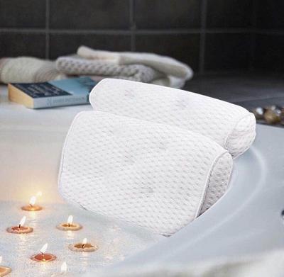 China Custom Viable Luxury 4d Air Mesh Bath Pillow Full Body Waterproof Spa Bath Pillow With Suction Cups for sale