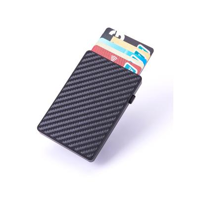 China RFID Blocking Shields 2021 New Metal RFID Card Holder Popular Slim Antimagnetic Carbon Fiber Fashion Men Economical Purse For Gift for sale