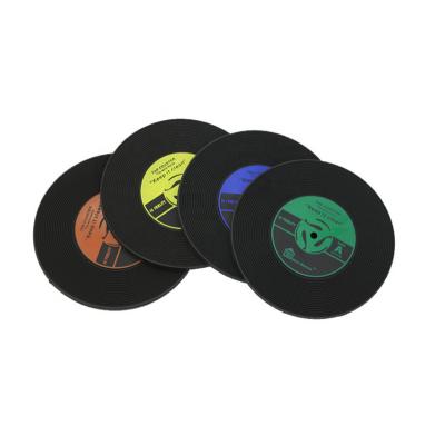 China Europe Promotional Gift Customized Logo PVC Coaster Set Vinyl Record Record Coasters For Drinks for sale