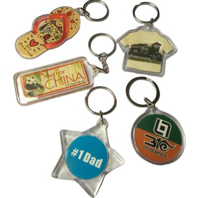 China Adversting Promotional Gift Customized DIY Transparent Clear Acrylic Vinyl Ornament Key Chains for sale