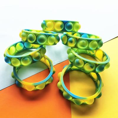 China Relieve Stress New Gift Push Pop Bubble Silicone Bracelet Wiggle Sensory Toys For Kids Adults for sale