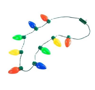 China Hot Selling 3 Modes Xmas Flashing Light Christmast Ornament Holiday LED Light Up Flashing Bulb Necklace For Gifts for sale