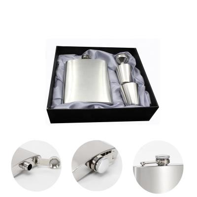 China Hot Selling Promotional Agriculture Gift 7oz Stainless Steel Hip Flasks Set With Funnel And Cups for sale