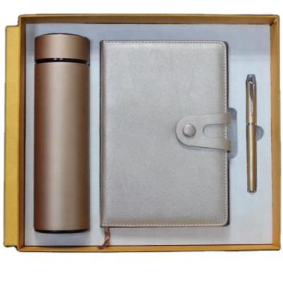 China High Quality Automotive Gift Set Luxury Leather Notepad Writing Pen And Vacuum Bottle For Business Men for sale