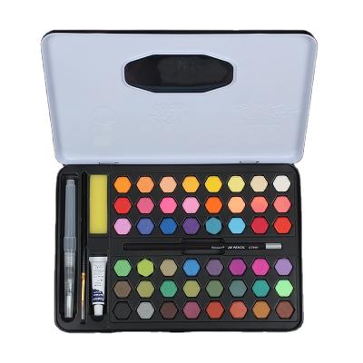 China Wide Color Selection New High Quality Giorgione Hexagon Solid 48 Colors Watercolor Painting Free Carrying Case Tin Box for sale