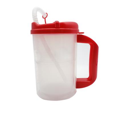 China Sustainable Insulated Clear Plastic Cup Cup For Hospital With Handle Lid And Straw for sale