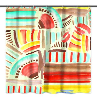 China Sustainable Wholesale PEVA Bathroom Shower Curtain Leaves 3d Print Boho Custom Design Bath Shower Curtain for sale