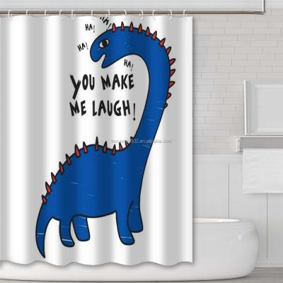 China Sustainable Wholesale Dinosaur Digital Printing Polyester Bath Shower Curtain for sale