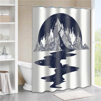 China Modern Printable White Wide Custom Living Bath Shower Curtain for sale