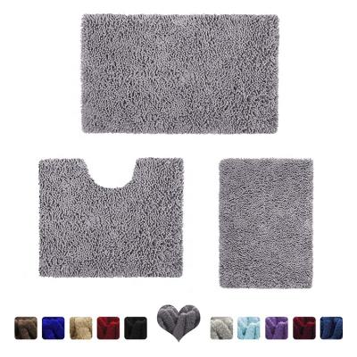 China Sustainable Bath Mat Set 3 Pieces Bath Cover Sets Anti-Slip Toilet Floor Bathroom Mat for sale