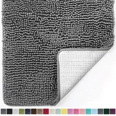 China 50*80cm Durable Chenille Bathroom Soft Water Hotel Bathroom Shower Cover Non-slip Rubber Absorbent Bath Mat for sale