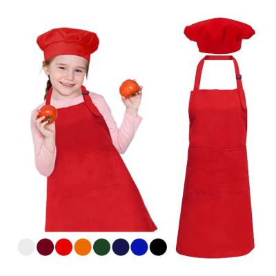 China Wholesale Eco-Friendly/Durable/Washable Apron And Chef Hat Painting Custom Logo Kitchen Kids Apron Sublimation Kids Set for sale