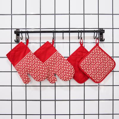 China Christmas Contemporary Sublimation Empty Kitchen Cooking Heat Resistant Pair Oven Slip Mitts And Pot Holder Sets for sale