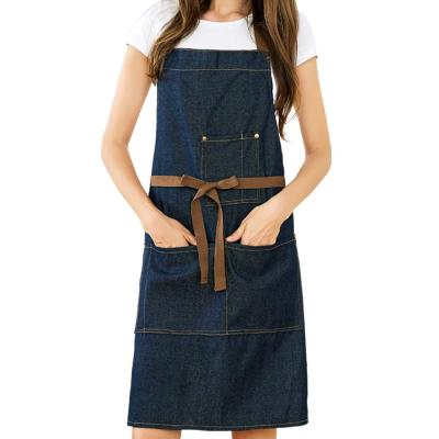 China Customized Wholesale SANITARY Denim Apron Design Canvas Aprons For Kitchen Apron Adjustable Bib for sale