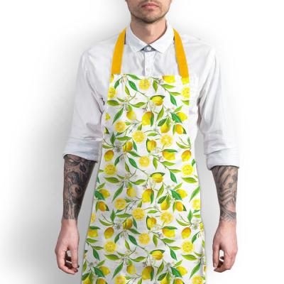 China New Design Lemon Factory Price Sublimation Kitchen Adult 100% Cooking Apron Custom Logo Eco-Friendly/Durable/Washable Cotton for sale