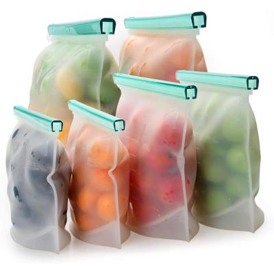 China Sustainable Zipper Reusable Vacuum Silicone Leakproof Freezer Bags Lunch Food Storage Bag for sale