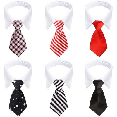 China Sustainable 6pcs Dog Neck Tie Stripe Patterned Bow Ties Tie For Medium Dogs for sale