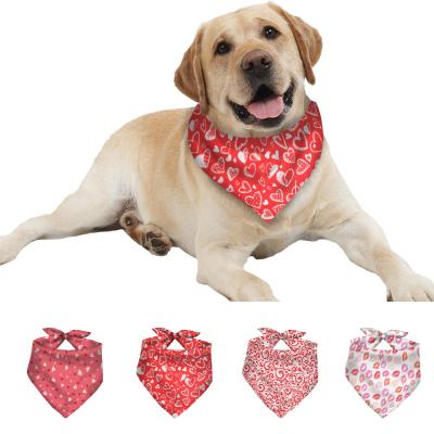 China Viable Triangle Custom Designer Valentines Christmas Day Printed Pink Pet Cat Dog Scarf Bibs Cotton Love Bandana for sale