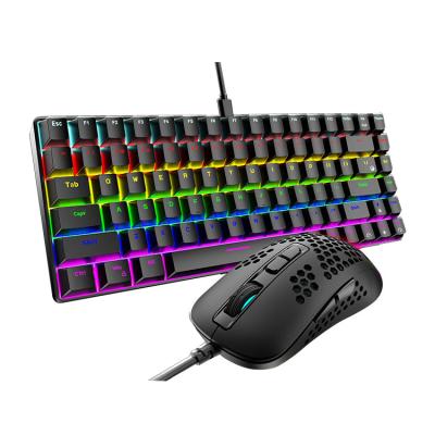 China Rainbow Backlit Keyboard Mouse Combos 84 Keys Pc Keyboard Tablet Notebook Rgb Gaming Mechanical Keyboard Te koop