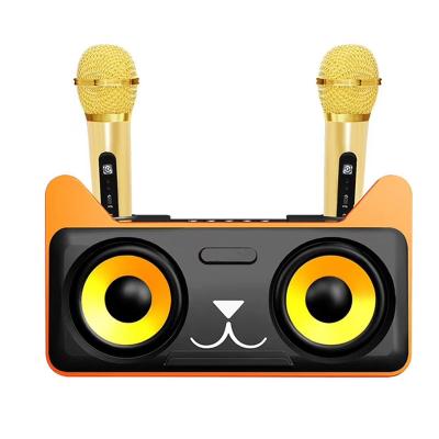 China 20w Hifi Power Portable Karaoke Speaker Double Chorus Dual Microphone Cartoon Gift for sale