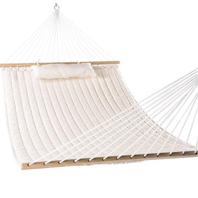 China Double Swing Outdoor Furniture Double Quilted Fabric Hammock Bed With Pillow Hammock Hanging for sale