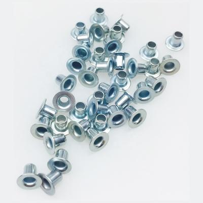 China Iron 4.1x4.9 DC06 Iron Tension Clutch Liner Rivets Hollow Rivet With Blue White 5um Galvanized for sale